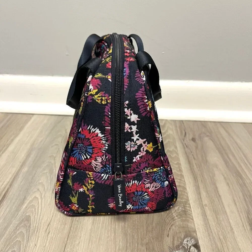 Vera Bradley Midnight Wildflowers Lighten Up Zip Around Cooler Lunch Box Bag